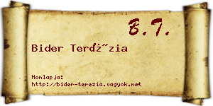 Bider Terézia névjegykártya